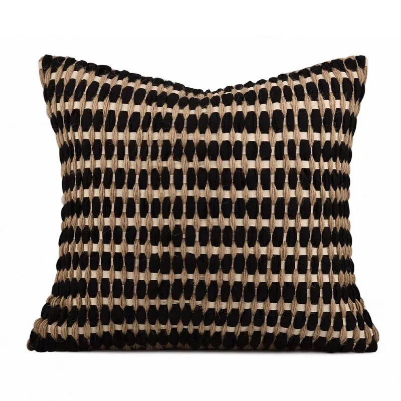 Noir Grid Woven Pillow