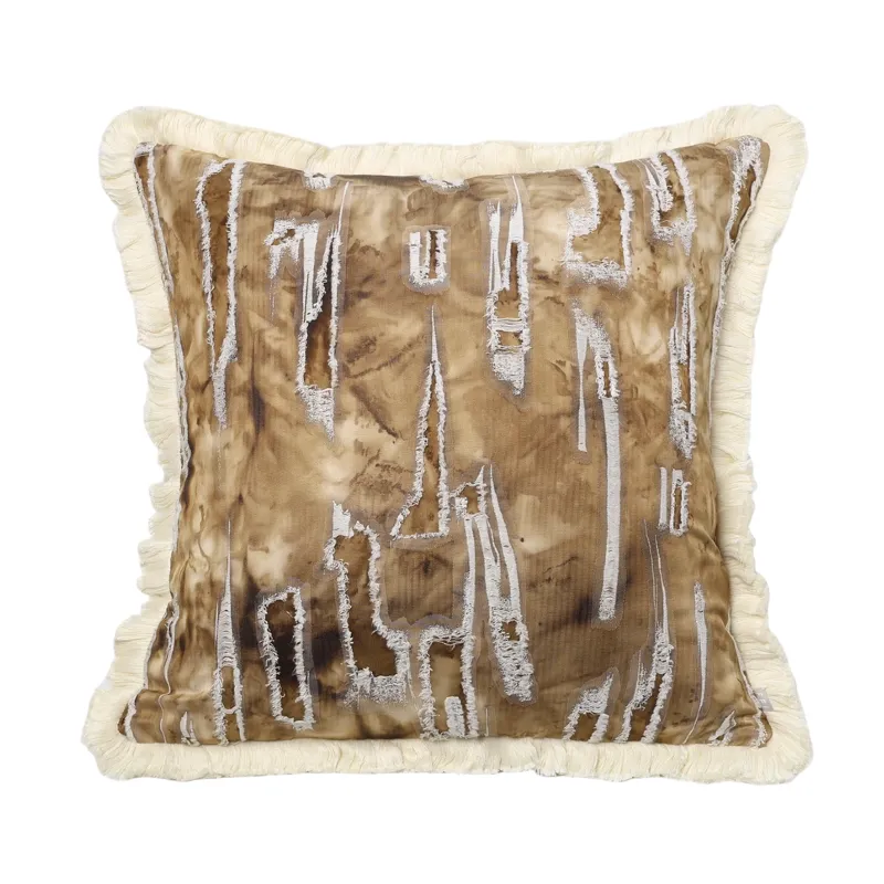 Amber Fringed Silk Pillow